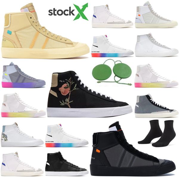 

2022 off men blazer mid 77 vintage running shoes for mens women black white high help multi color pink foam pacific blue kumquat thermal tra