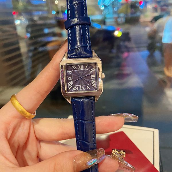 

women watch quartz movement watches leather strap wristwatch waterproof montre de luxe gift wristwatches 30mm square dial multiple colour, Slivery;brown
