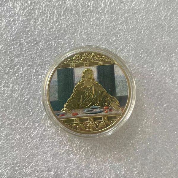 Presentes a última ceia jesus lembrança moeda prata banhado a ouro colecionável presente comemorativo coin.cx