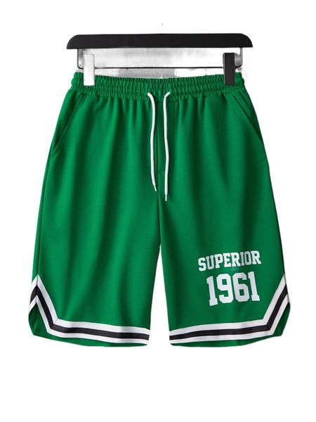 

men letter graphic contrast striped trim shorts h4ba#, White;black