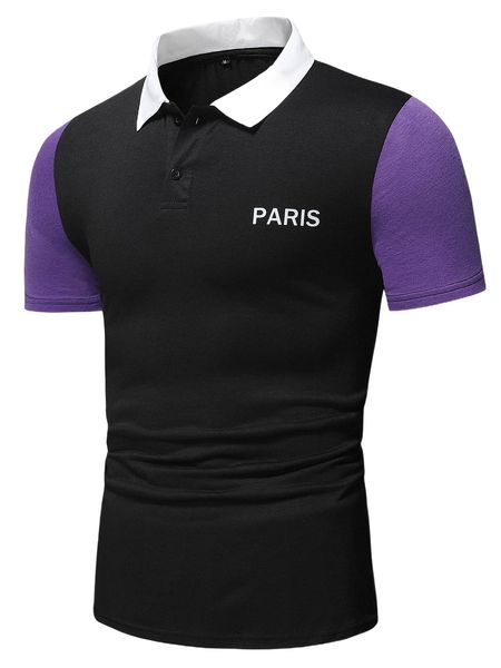 

men color-block letter graphic polo shirt 31gv#, White;black