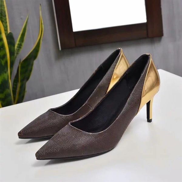 

2021 classic genuine leather high heels women shoes high heels shoes women sandals dress shoes classic trend slippers shoe13488, Black