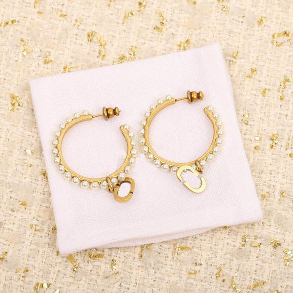 

2022 charm drop earring with nature shell beads and diamond for women wedding jewelry gift have box stamp ps7720, Golden