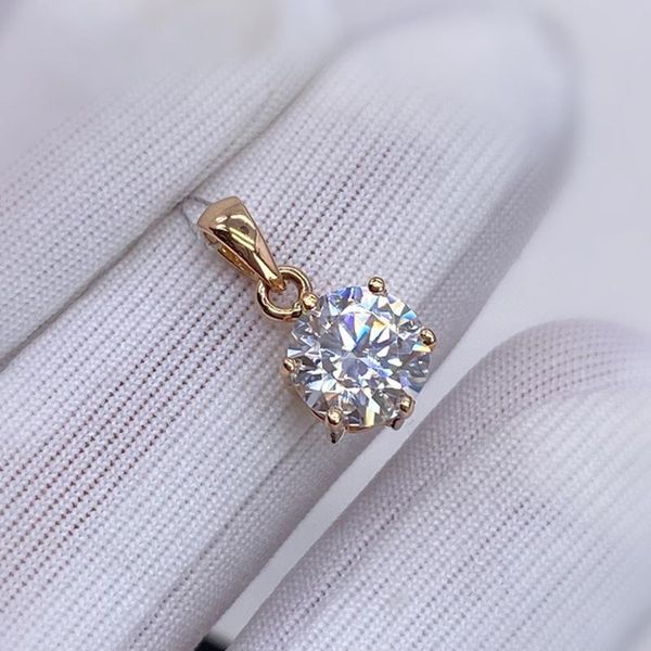 Medaglioni Ciondolo in vero oro bianco 18 carati 1CT Moissanite Collana 6.5MM VVS Lab Diamond Rose Gioielleria raffinata per le donne Regalo di fidanzamento Au750Medaglioni