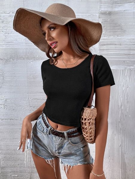 

contrast lace scoop neck knit 64jn#, White;black
