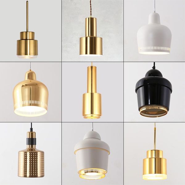 Lampade a sospensione Nordic Gold Lights Lampada da ristorante minimalista postmoderna Illuminazione a sospensione in metallo antico Deco ChambrePendant