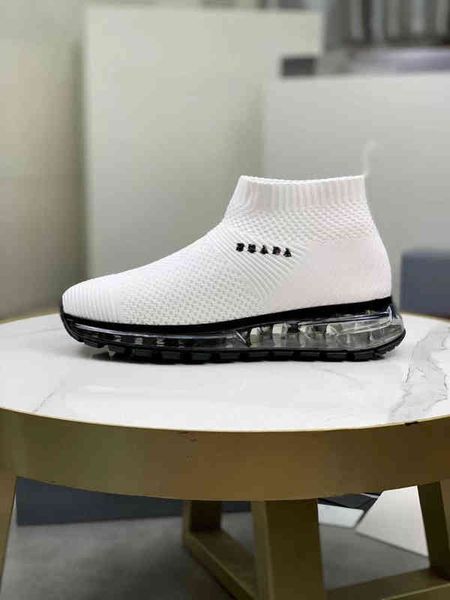 

2022 summer new p family thick soled air cushion sock shoes casual flying woven breathable flat shoes, Black