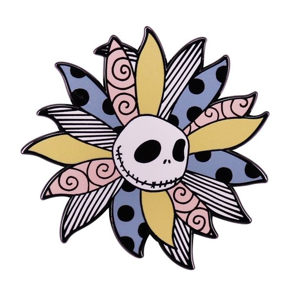 

nightmare before christmas skeleton jack pumpkin art flowers hard enamel lapel pins fantasy brooch badges on backpack jewelry, Blue