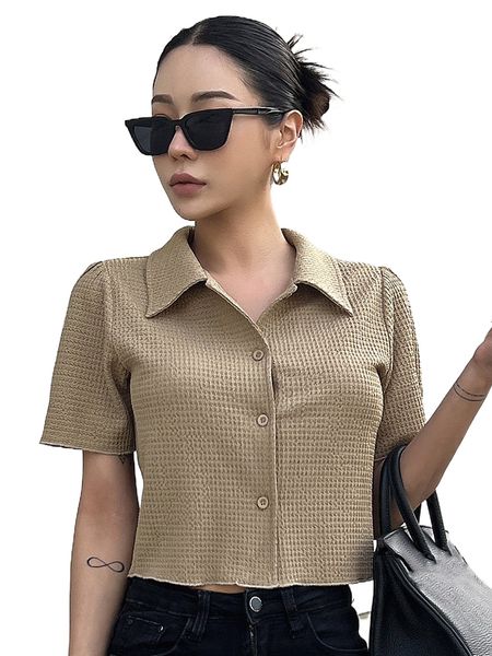 

dazy button front crop tee u2if#, White