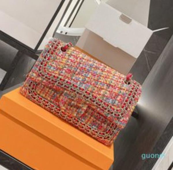 

2022 early fall winter tweed classic double flap bags luxury designer famous brand large capacity fashion chain totes crosshody shoulder