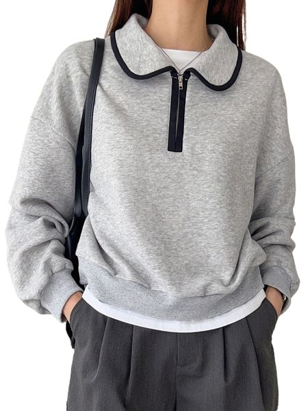 

dazy half zip drop shoulder sweatshirt 77gm#, Black