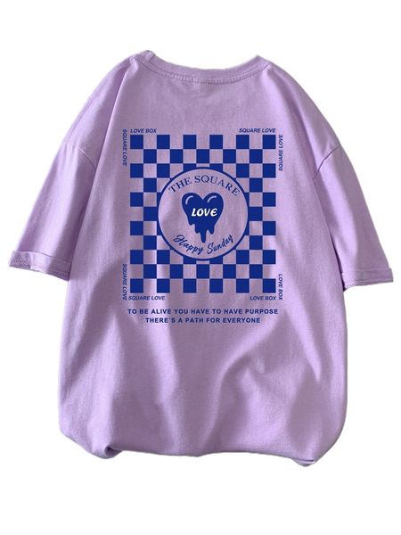 

men checker & slogan graphic tee x1on#, White;black