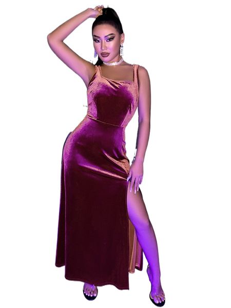 

sxy split thigh velvet tank dress a8sf#, Black;gray