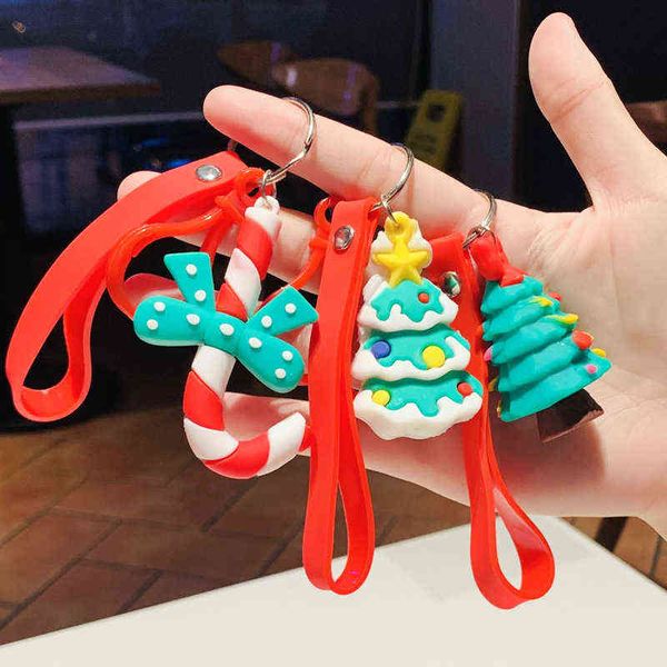 

factory outlet creative new leather rope gift pendant christmas tree pendant santa claus cartoon key chain ornament