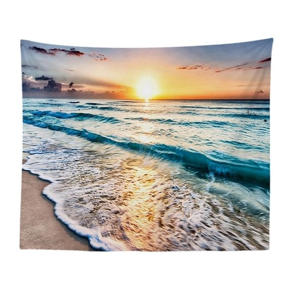 Hintergrundstoff Volant Wandteppich Wandbehang Schöner Surfstrand Schlafzimmer Wohnzimmer Decke Yoga Strandtuch Tischdecke T200601