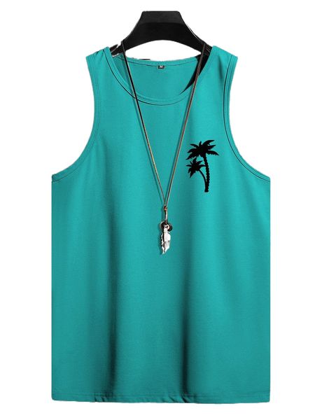 

men tropical print tank without necklace b8du#, White;black