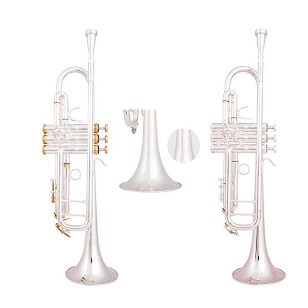 

brass instrument silver plated bb trumpet with mouthpiece gloves case