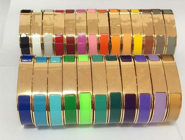 

designer design bangles enamel rainbow letter bracelets woman cuff fashion bracelet for man women jewelry love 19 color optional, Black
