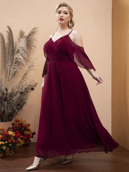 

plus cold shoulder prom dress w2os#, Black