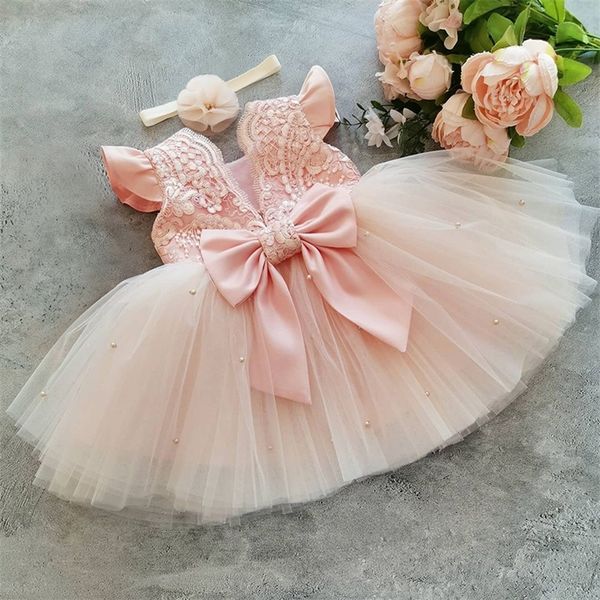 Abiti per bambini per ragazze Summer Infant Party Flower Girl Wedding Abbigliamento per bambini Princess Tutu Dress Toddler Baby Lace Gown 220426