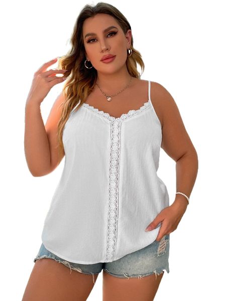 

plus contrast guipure lace cami q9ao#, Black