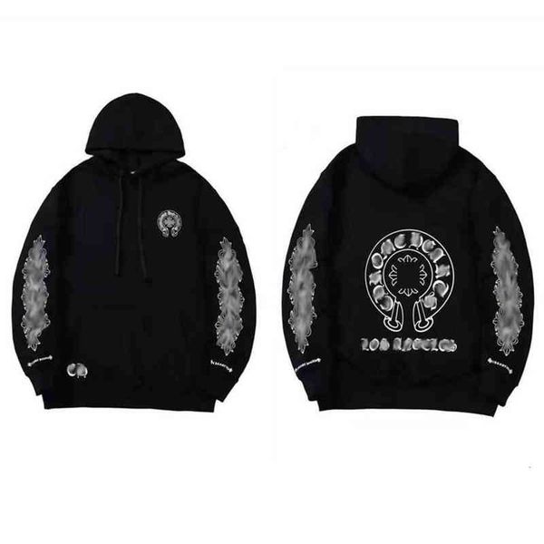 

fashion mens classic brand sweatshirts ch designer hoodies horseshoe cross print jacket women casual quality luxury pullover hooded loose h, Black