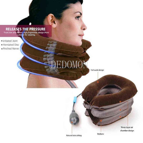 

portable massager neck stretcher inflatable air traction apparatus device soft cervical collar pillow pain stress relief tractor 0524