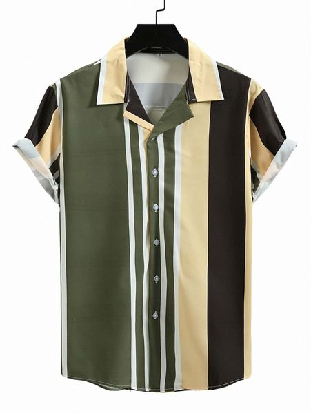 

men random block striped shirt 44uh#, White;black