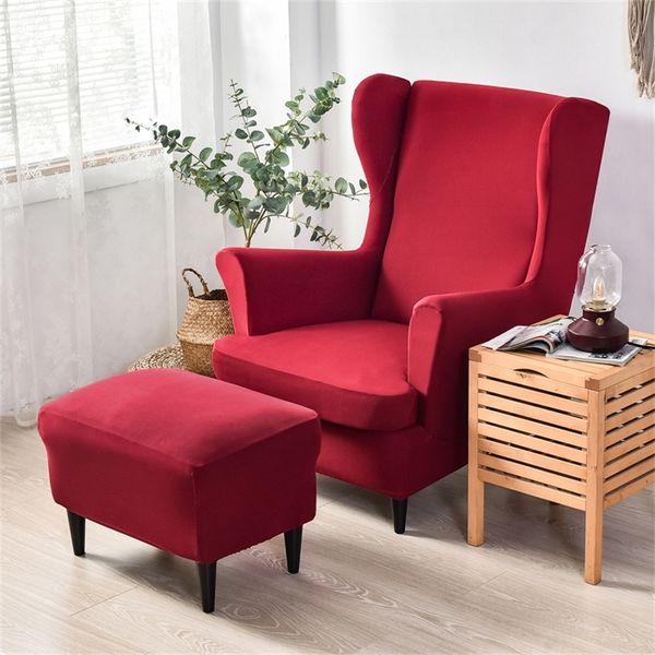 

Solid Color Wing Stretch Spandex Armchair s Wingback Chair Relax Sofa Slipcovers With Seat Cushion Covers 220609
