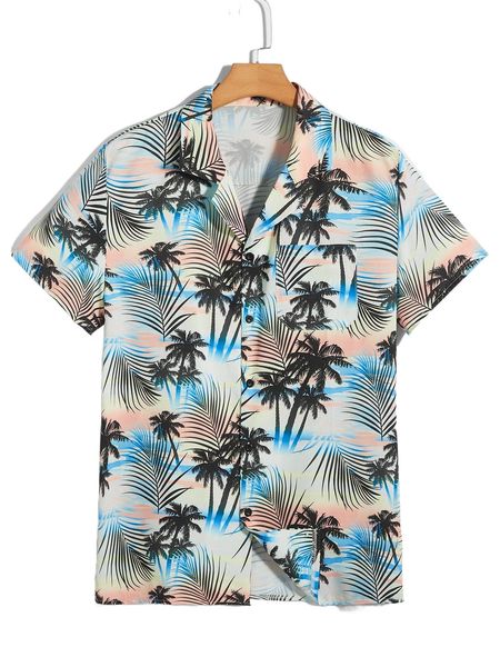 

romwe guys tropical print shirt u0z3#, White;black