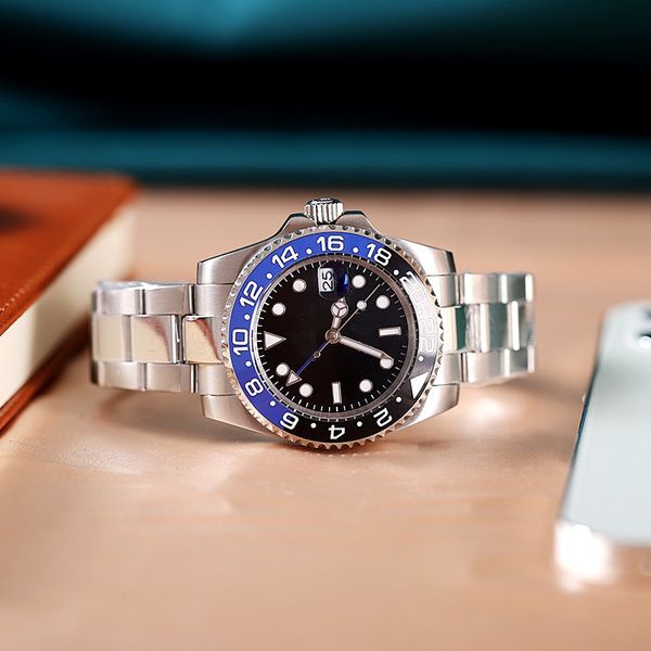 

mensautomatic mechanical 41mm watch stainless steel blue black ceramic sapphire glass super luminous watchet montre de luxe gift l1b, Slivery;brown