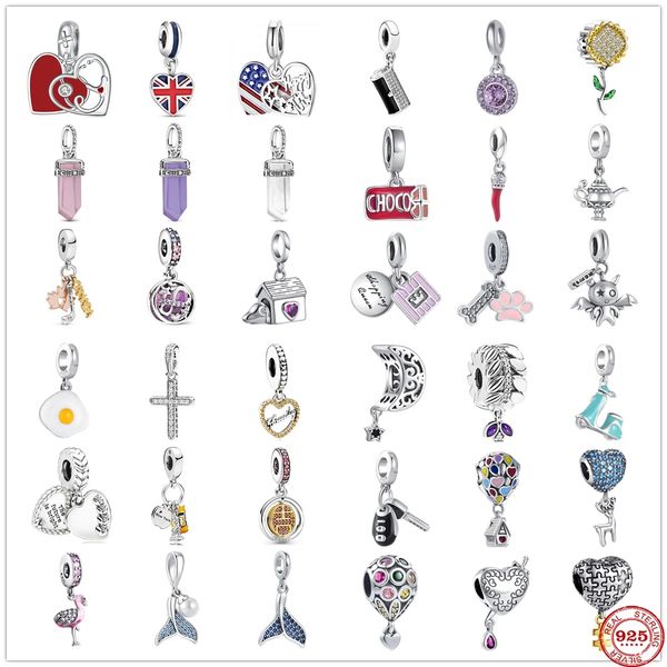 Ciondolo in argento sterling 925 Nuovi palloncini colorati Infinity Hearts Stars Ciondola il tallone Fit Pandora Charms Bracciale Accessori gioielli fai da te