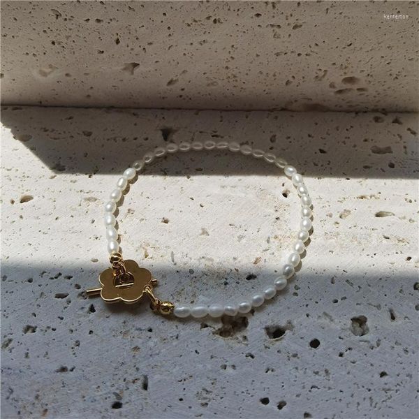 Perlenstränge, einfaches Freizeit-Süßwasserperlen-Armband, kleine Gänseblümchen-Blumen-Accessoires, Kent22