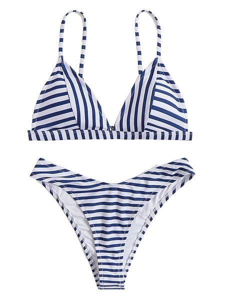 

striped high cut bikini swimsuit f06t#, White;black
