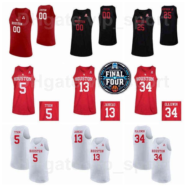 

ncaa final four basketball college houston cougars 5 cameron tyson jersey 12 tramon mark 34 hakeem olajuwon 44 elvin hayes 22 clyde drexler, Black