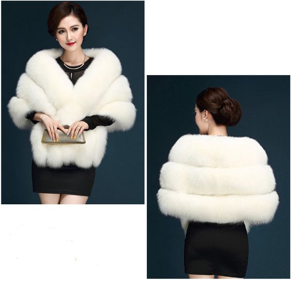 Jackets de senhoras femininas Shawl Faux Fur Cashmere Bride Cape Winter Winter Bolero White