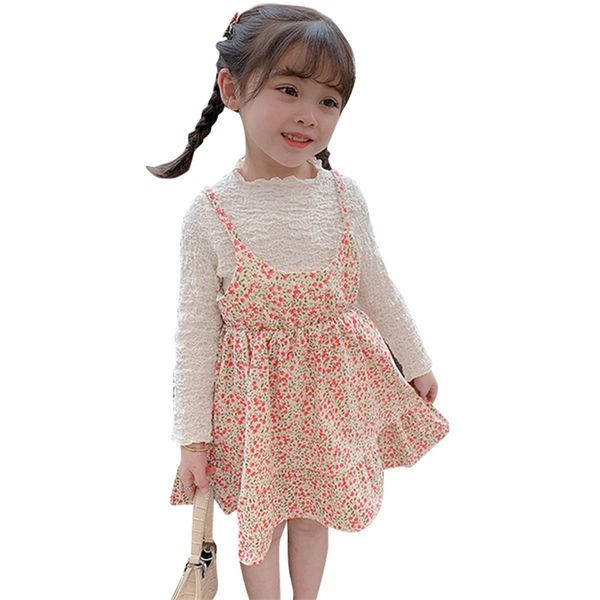 

baby girl clothes floral dress tshirt tracksuits for girls spring autumn clothes for girls casual style children's tracksuits 210412, White