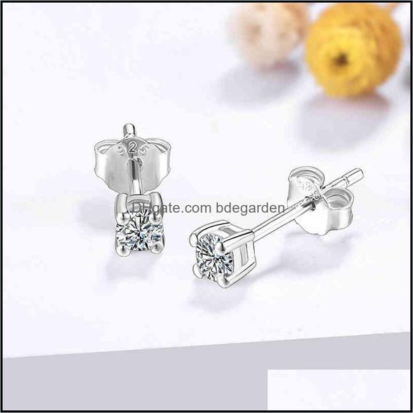 

stud attagems vvs1 d round cut 30mm test passed moissanite diamond 925 sterling sier earring fine jewelry girlfriend gift bdegarden dhr0p, Golden;silver