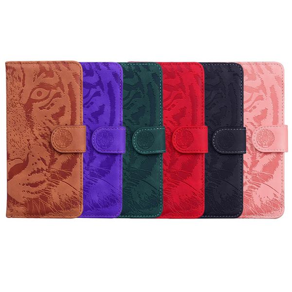 Impress Tiger PU Leather Wallet Cases For IPhone 15 Plus Pro 14 Iphone15 13 12 11 Pro XR XS MAX 8 7 6 Animal Card Slot Holder Magnetic Cash Pocket Fashion Flip Cover Pouch