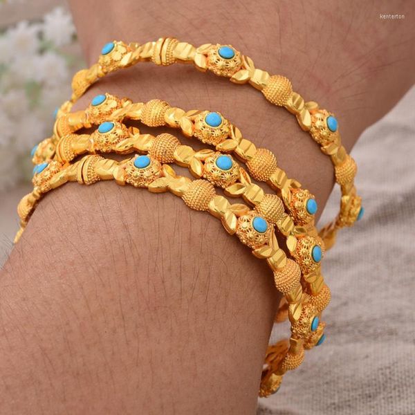 Bangle 4pcs/lote duas cores Dubai Gold Color Bracelet African Bulles Bridal for Women Wedding Jewellery Giftsbangle Kent22