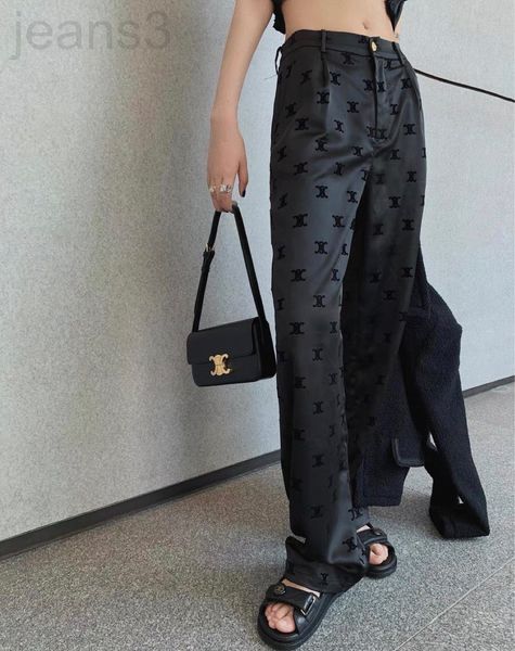 

casual dresses designer correct version of 21ss ce three dimensional flocking full casual floor pants in spring and summer azyf, Black;gray