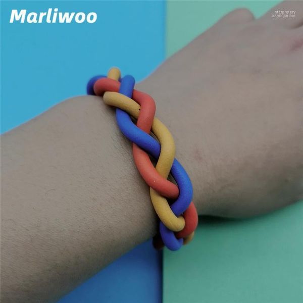 Marliwoo Mehrfarbige Armreifen für Frauen, handgefertigter Gummi-Schmuck, Boho-Armband, Party-Accessoires, modische Kette, elastische Armbänder, Armreif integriert