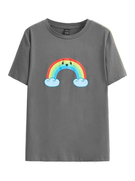 

x amity by artzipants rainbow print tee i2m4#, White