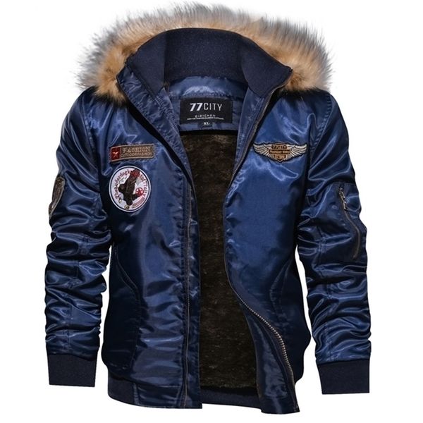 

winter military bomber jacket coat men air force army tactical jacket warm wool liner outerwear parkas hoodie pilot coat m-4xl 201126, Black