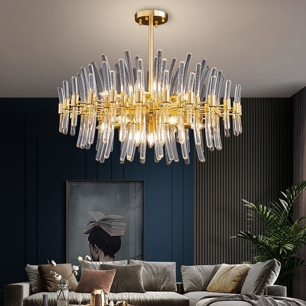 Nuove lampade a sospensione in cristallo a LED creative Lampadario di lusso in oro Apparecchi di illuminazione in metallo solido per soggiorno, camera da letto, sala da pranzo