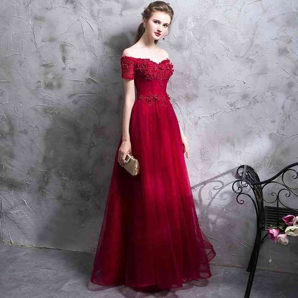 

ball gown wedding dresses bride' toast dress one shoulder long style thin annual party wedding female, White