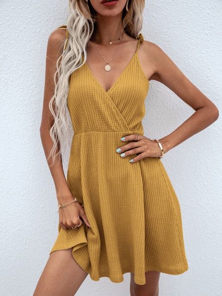 

solid surplice front cami dress m9yq#, Black;gray