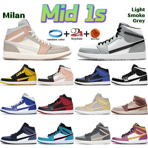 

mid 1 1s sneakers men basketball shoes light smoke grey milan kentucky blue banned barely rose unc hyper royal classic sport trainers mens