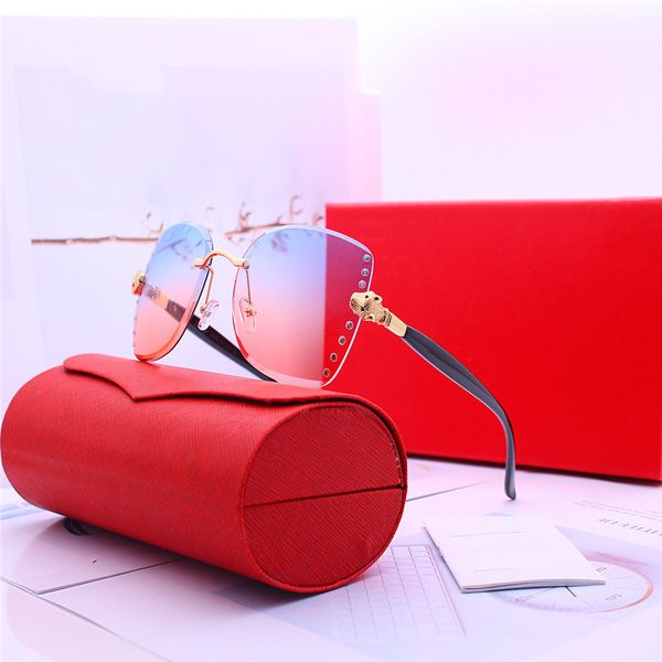 

red fashion sport sunglasses for men buffalo horn glasses mens women rimless sun eyeglasses silver gold metal frame eyewear lunettes, White;black