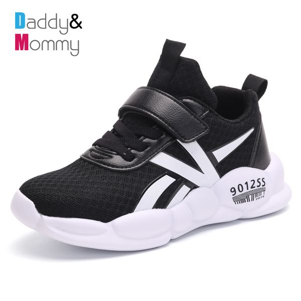 

breathable tennis sport kids shoes lightweight boys sneakers fashion children's casual shoes hook&loop outdoor sneakers for girl 220425, Black;red